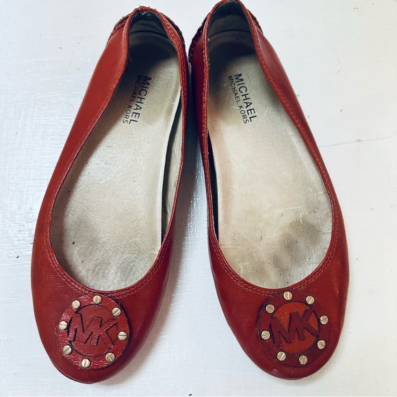 michael michael kors driver women’s leather flats light red Size 7M - Picture 6 of 12